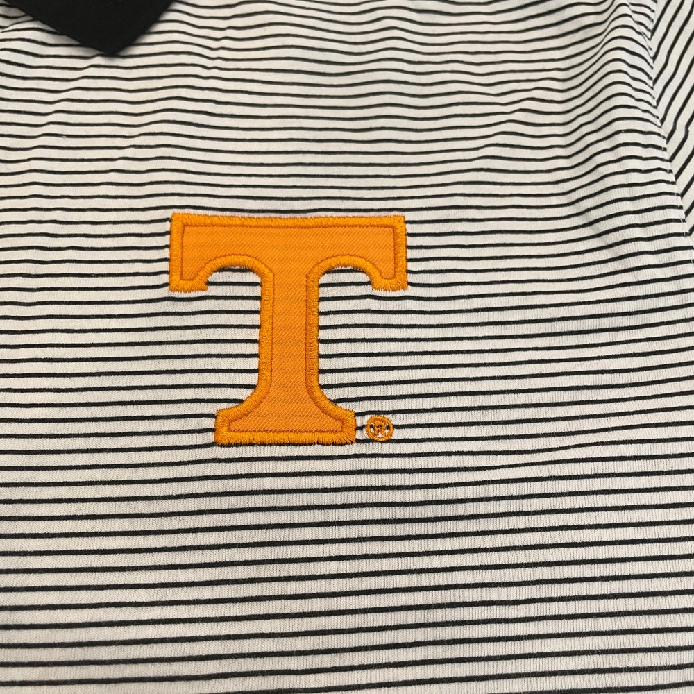 Colosseum Tennessee Volunteers Mens Polo Shirt M White Black Striped NCAA Vols - Picture 9 of 9